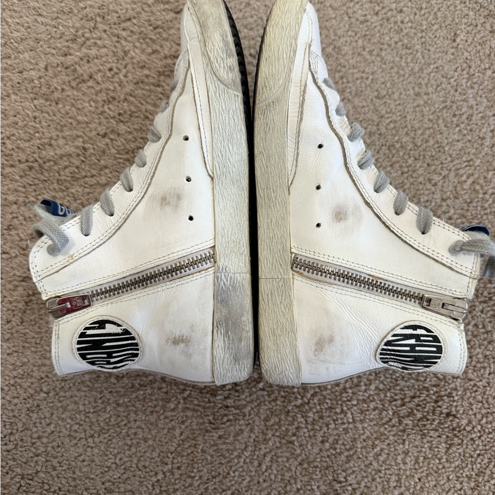 Golden Goose White High-Top Sneakers with Gray Accents - Picture 13 of 14